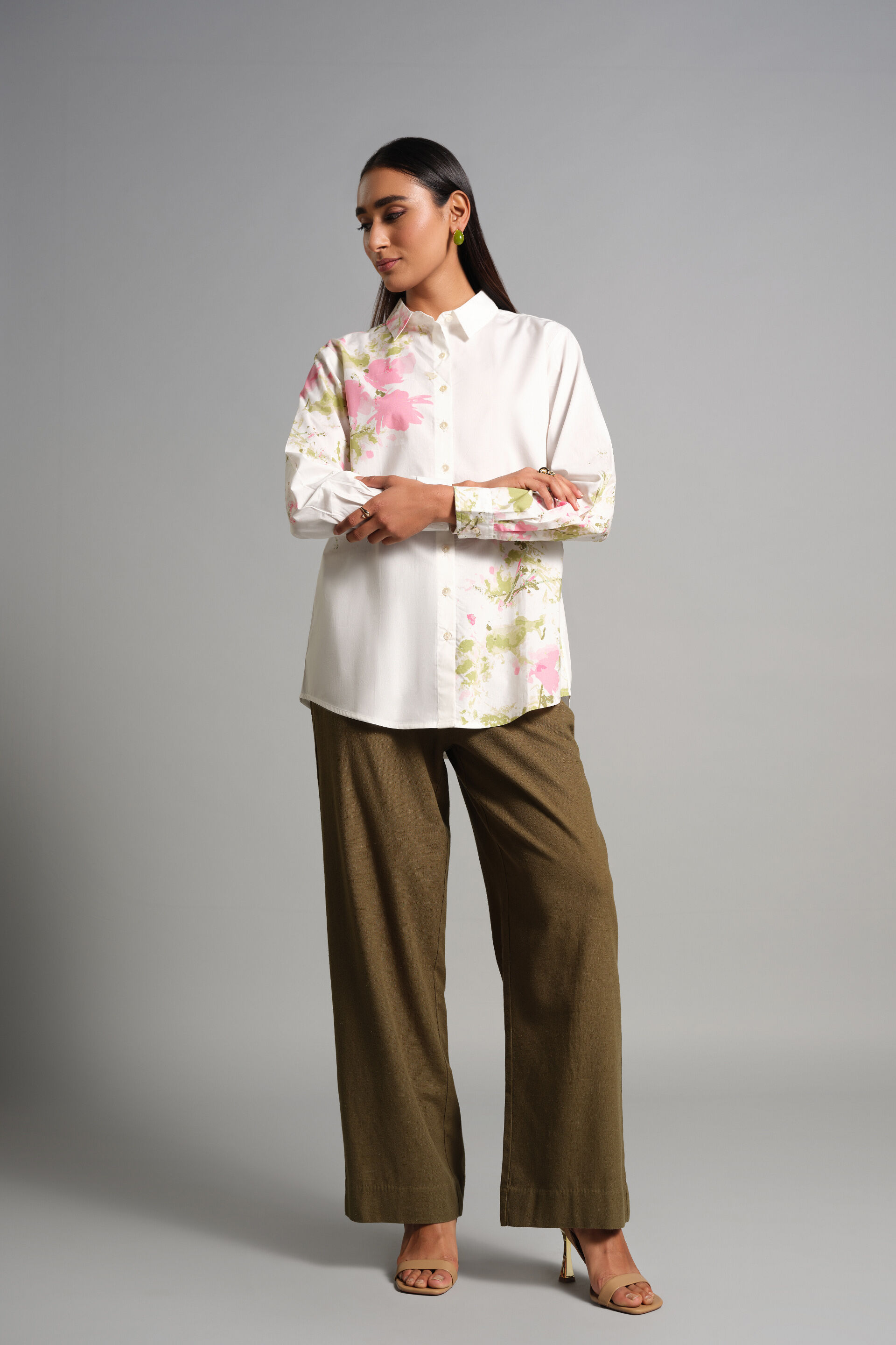 Floral Trellis Shirt, White, image 2